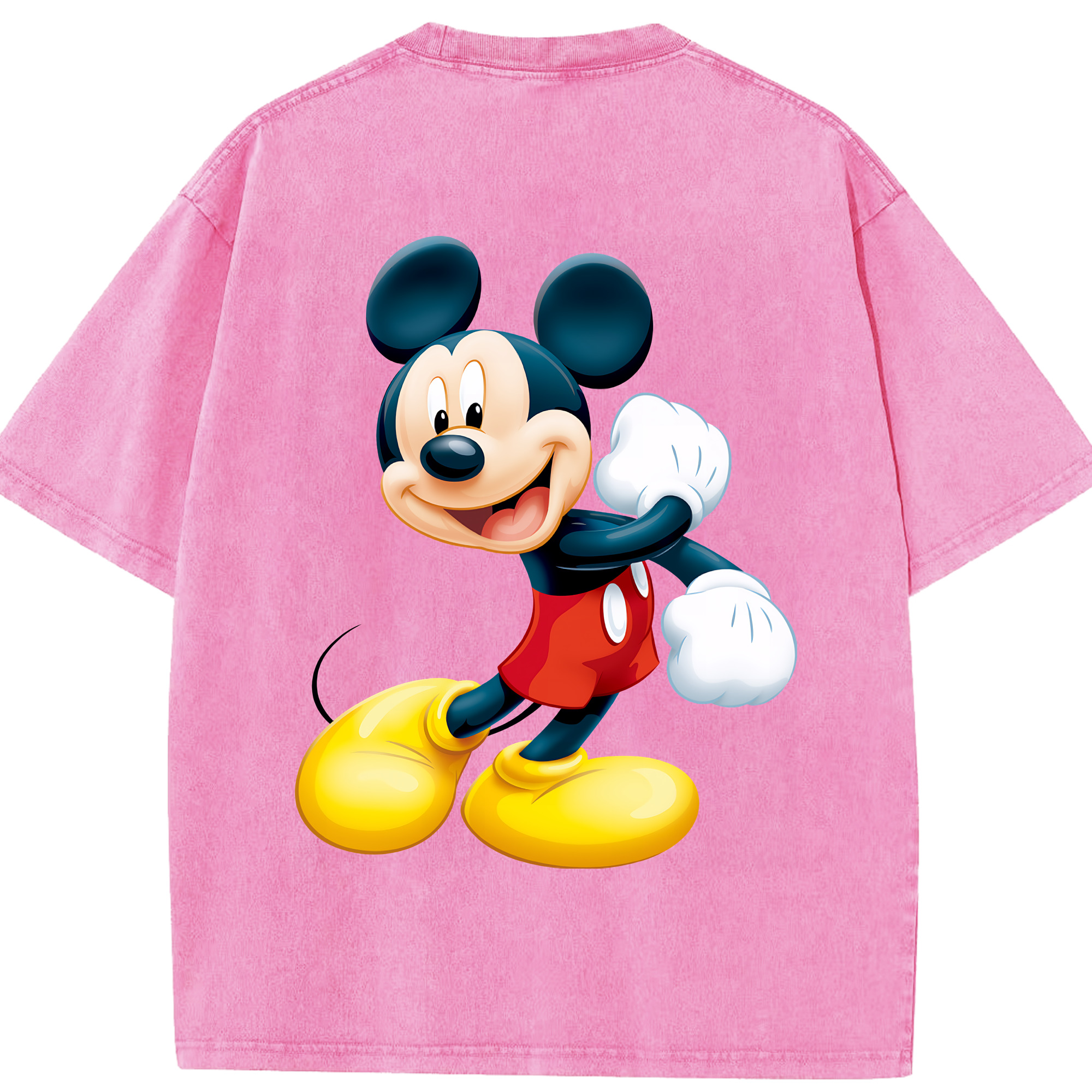 （画像用） ミッキーマウス Mickey Mouse 綿100% ヴィンテージ風 半袖Tシャツ（背面プリント）